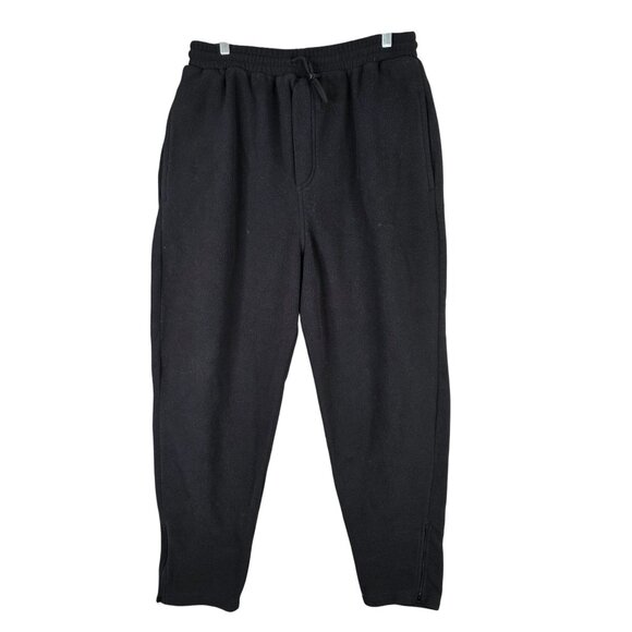 Mens Lee Sport Black Fleece Sweatpants Drawstring Elastic Waist Polyester Size L - Picture 1 of 9
